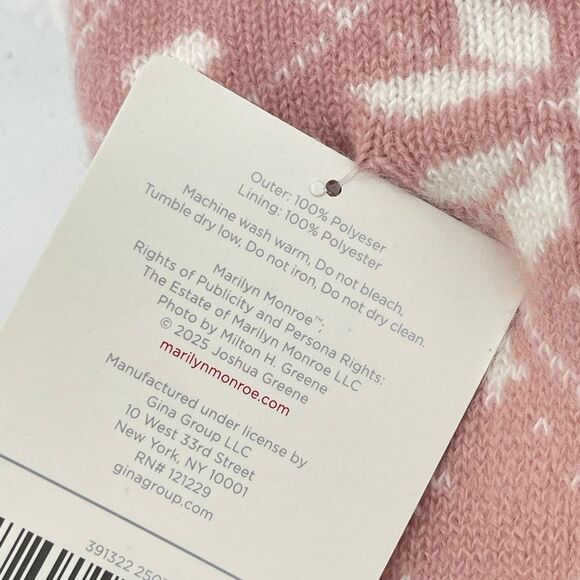 Marilyn Monroe Sherpa Lined Slipper Socks Pink Snowflake No-Slip Grip Bottom NWT - Picture 7 of 8